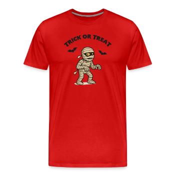 Momie bande dessinée Trick or Treat - T-shirt bio Premium Homme - rouge - Devant - Damien (186cm)