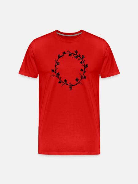Blüten,blattkranz, - Männer Premium Bio T-Shirt - Rot