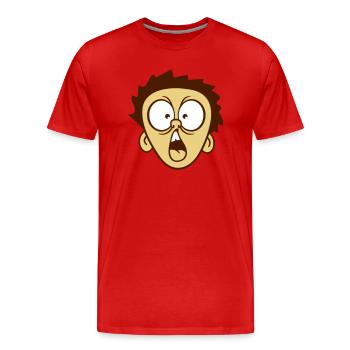 kopf erschrocken aengstlich schock schreien junge - Männer Premium Bio T-Shirt - Rot - Vorne - Damien (186cm)