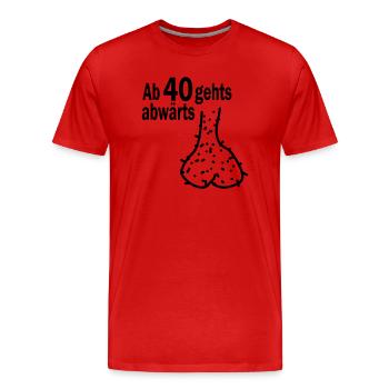 ab 40 gehts abwärts 40. Geburtstag - Männer Premium Bio T-Shirt - Rot - Vorne - Damien (186cm)