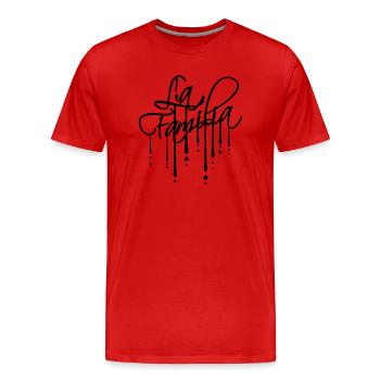 Tropfen La Familia - Männer Premium Bio T-Shirt - Rot - Vorne - Damien (186cm)