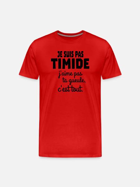 je suis pas timide - T-shirt bio Premium Homme - rouge