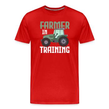 Agriculteur en formation Élevage Élevage Bovins de ferme - T-shirt bio Premium Homme - rouge - Devant - Damien (186cm)