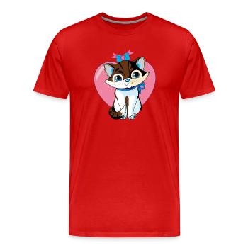 Katze im Herz - Männer Premium Bio T-Shirt - Rot - Vorne - Damien (186cm)