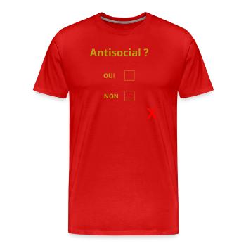 Antisocial? - Men's Premium Organic T-Shirt - red - Front - Damien (186cm)