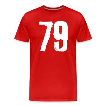 79 number jersey - Men's Premium Organic T-Shirt - red - Front - Damien (186cm)