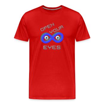 Open your eyes ouvrez vos yeux beaux yeux bleus - T-shirt bio Premium Homme - rouge - Devant - Damien (186cm)