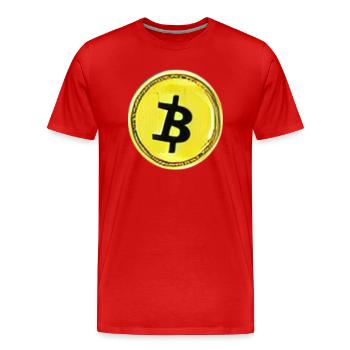 Bitcoin Crypto Currency New Virtual Life 4 - Men's Premium Organic T-Shirt - red - Front - Damien (186cm)