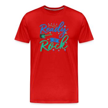 Ready to rock guitare rock'n'roll musicale guitare - T-shirt bio Premium Homme - rouge - Devant - Damien (186cm)