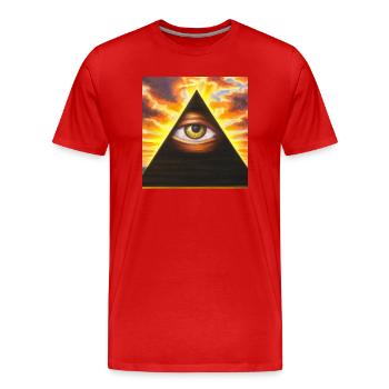 Illuminati Eye - Men's Premium Organic T-Shirt - red - Front - Damien (186cm)