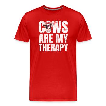 Cows Are My Therapy Cows Farmer Farmer - Men's Premium Organic T-Shirt - red - Front - Damien (186cm)