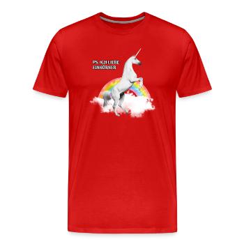 PS Ich liebe Einhörner Geschenk - Männer Premium Bio T-Shirt - Rot - Vorne - Damien (186cm)
