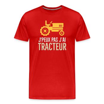 Tracteur - T-shirt bio Premium Homme - rouge - Devant - Damien (186cm)