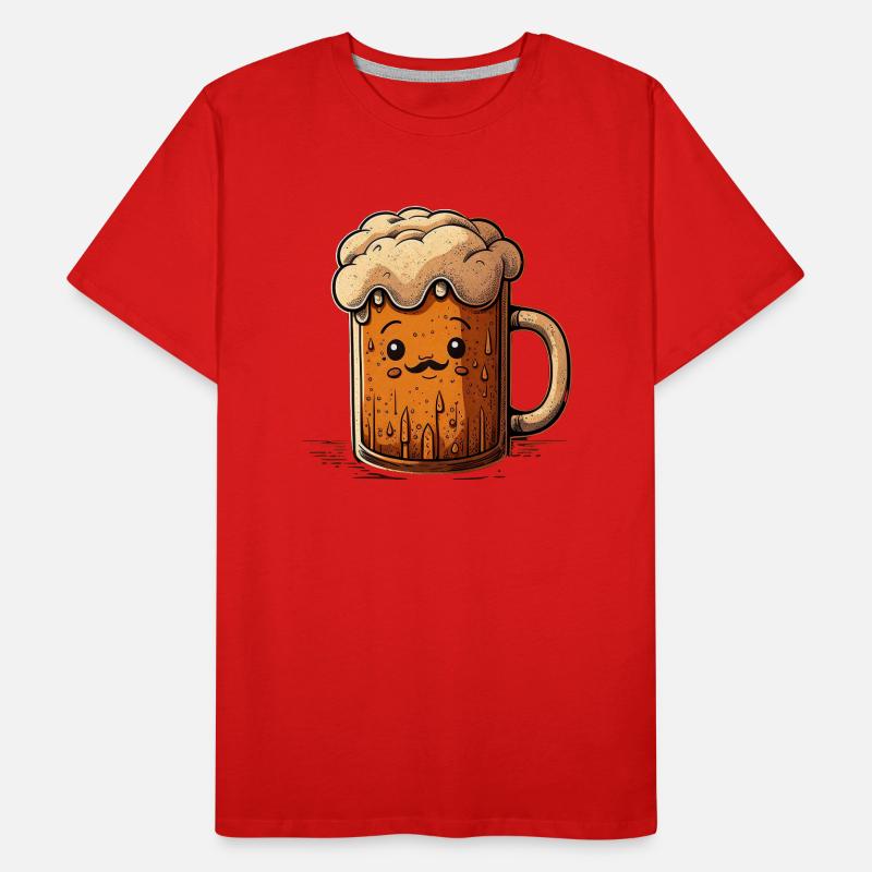 Schnurrbart Hipster Bier Illustration Design Männer Premium Bio T-Shirt