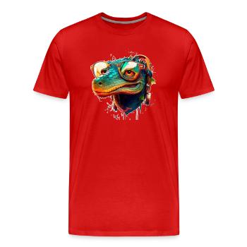 Reptile à lunettes Dragon ou crocodile en été - T-shirt bio Premium Homme - rouge - Devant - Damien (186cm)