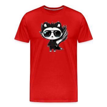 Skunk skunk with cool sunglasses in black - Men's Premium Organic T-Shirt - red - Front - Damien (186cm)