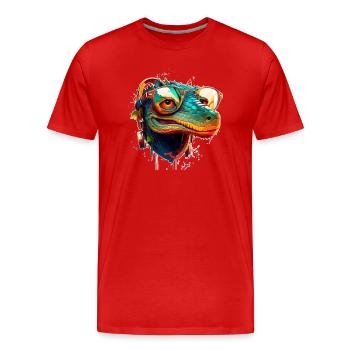 Sommer Sonne Hawaii Kroko mit Styling Brille - Männer Premium Bio T-Shirt - Rot - Vorne - Damien (186cm)