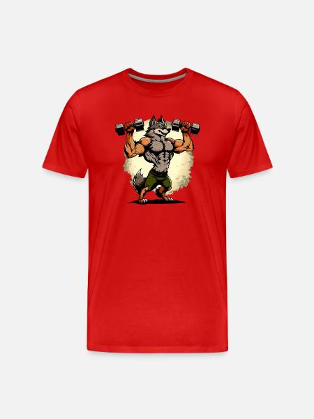 Kikou the muscular wolf - Men's Premium Organic T-Shirt - red