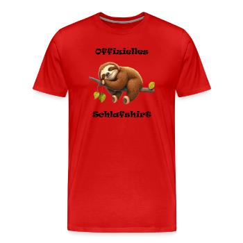 Offizielles Schlafshirt mit Faultier auf Ast - Männer Premium Bio T-Shirt - Rot - Vorne - Damien (186cm)
