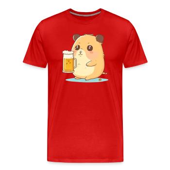 Süßer dicker Biertrinkender Hamster - Männer Premium Bio T-Shirt - Rot - Vorne - Damien (186cm)