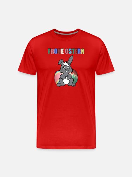 FROHE OSTERN - Männer Premium Bio T-Shirt - Rot