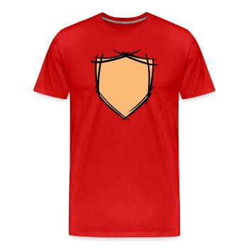 Schild / Wappen Symbol. Hand gezeichnet. Vorlage - Männer Premium Bio T-Shirt - Rot - Vorne - Damien (186cm)