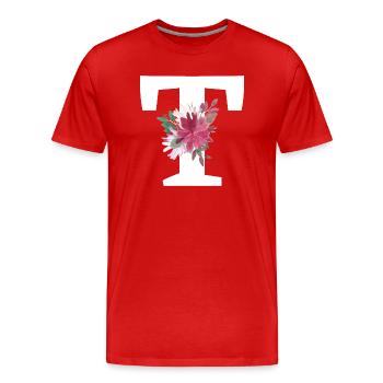 Buchstabe t blumig - Männer Premium Bio T-Shirt - Rot - Vorne - Damien (186cm)