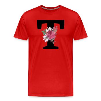 Buchstabe t blumig - Männer Premium Bio T-Shirt - Rot - Vorne - Damien (186cm)