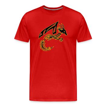 Dragon tribal noir et jaune - T-shirt bio Premium Homme - rouge - Devant - Damien (186cm)