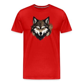 Spirit of the Wolf - Men's Premium Organic T-Shirt - red - Front - Damien (186cm)