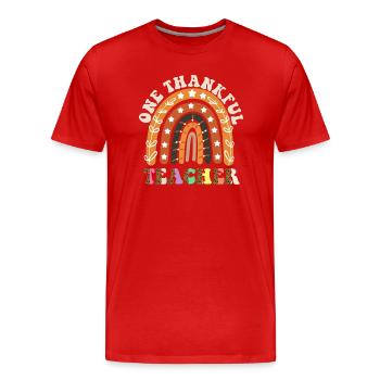 One Thankful Teacher Thanksgiving Day Rainbow - Männer Premium Bio T-Shirt - Rot - Vorne - Damien (186cm)