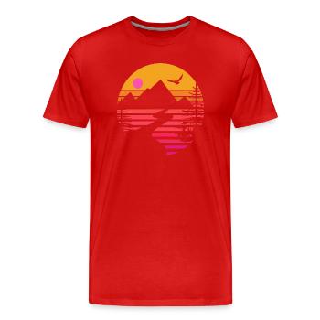 Montagnes Outdoor Retro - T-shirt bio Premium Homme - rouge - Devant - Damien (186cm)