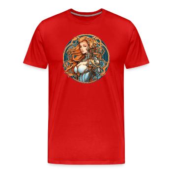 Beauty ex Machina 9 - Men's Premium Organic T-Shirt - red - Front - Damien (186cm)