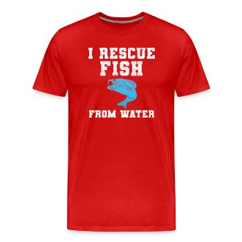 I Rescue Fish From Water Fischer - Männer Premium Bio T-Shirt - Rot - Vorne - Damien (186cm)