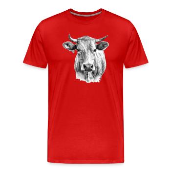 La vache au crayon - T-shirt bio Premium Homme - rouge - Devant - Damien (186cm)