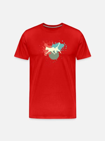 Katze Retro Farbenklecks - Männer Premium Bio T-Shirt - Rot