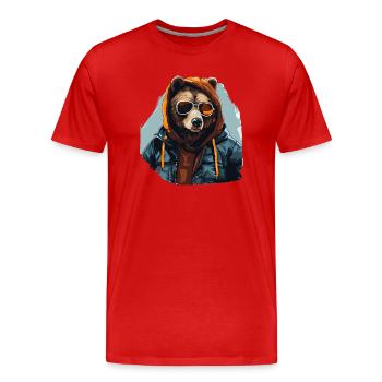 Streetstyle-Bär | Bären-Liebhaber - Männer Premium Bio T-Shirt - Rot - Vorne - Damien (186cm)