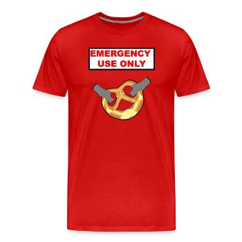 Brezel Nur für den Notfall - Männer Premium Bio T-Shirt - Rot - Vorne - Damien (186cm)