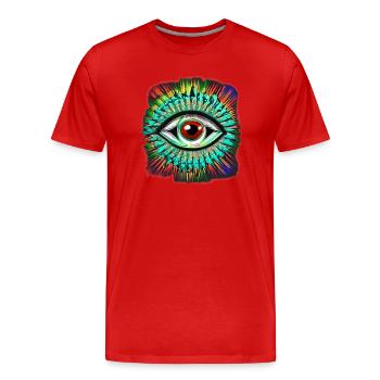 Oeil Psychédélique - T-shirt bio Premium Homme - rouge - Devant - Damien (186cm)