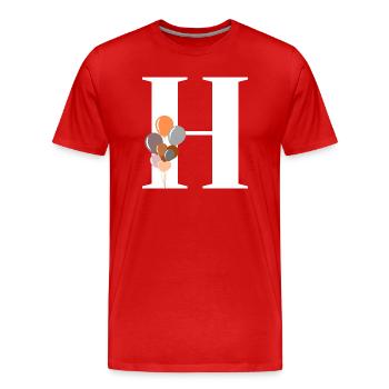 Buchstabe h Geburtstagsballon - Männer Premium Bio T-Shirt - Rot - Vorne - Damien (186cm)