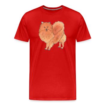 Pomeranian - Lustiger Hund - Männer Premium Bio T-Shirt - Rot - Vorne - Damien (186cm)