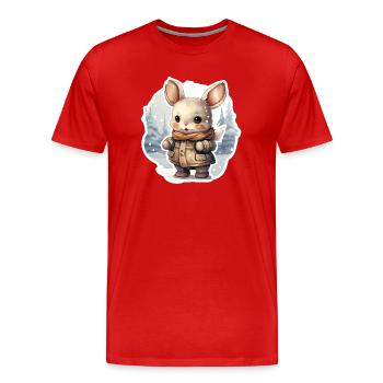 Häschen mit Schal und Jacke im Schnee - Männer Premium Bio T-Shirt - Rot - Vorne - Damien (186cm)