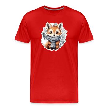 Renard d’hiver - T-shirt bio Premium Homme - rouge - Devant - Damien (186cm)