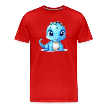 Adorable blue dino baby - Men's Premium Organic T-Shirt - red - Front - Damien (186cm)