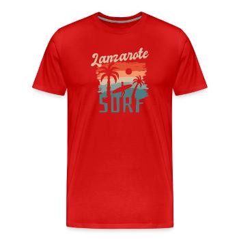 Lanzarote Surf Island - Canary Islands - Spain - Men's Premium Organic T-Shirt - red - Front - Damien (186cm)