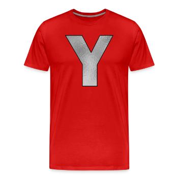 Lettre Y Argent - T-shirt bio Premium Homme - rouge - Devant - Damien (186cm)