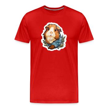 Cochon d’Inde avec habit de neige - T-shirt bio Premium Homme - rouge - Devant - Damien (186cm)