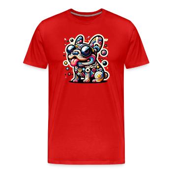 Frenchie bunt - Männer Premium Bio T-Shirt - Rot - Vorne - Damien (186cm)