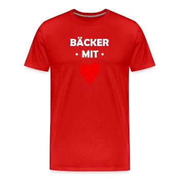 Bäcker mit Herz - Bäckerei - Brot - Backwaren - Männer Premium Bio T-Shirt - Rot - Vorne - Damien (186cm)