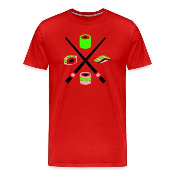 sushi - Männer Premium Bio T-Shirt - Rot - Vorne - Damien (186cm)